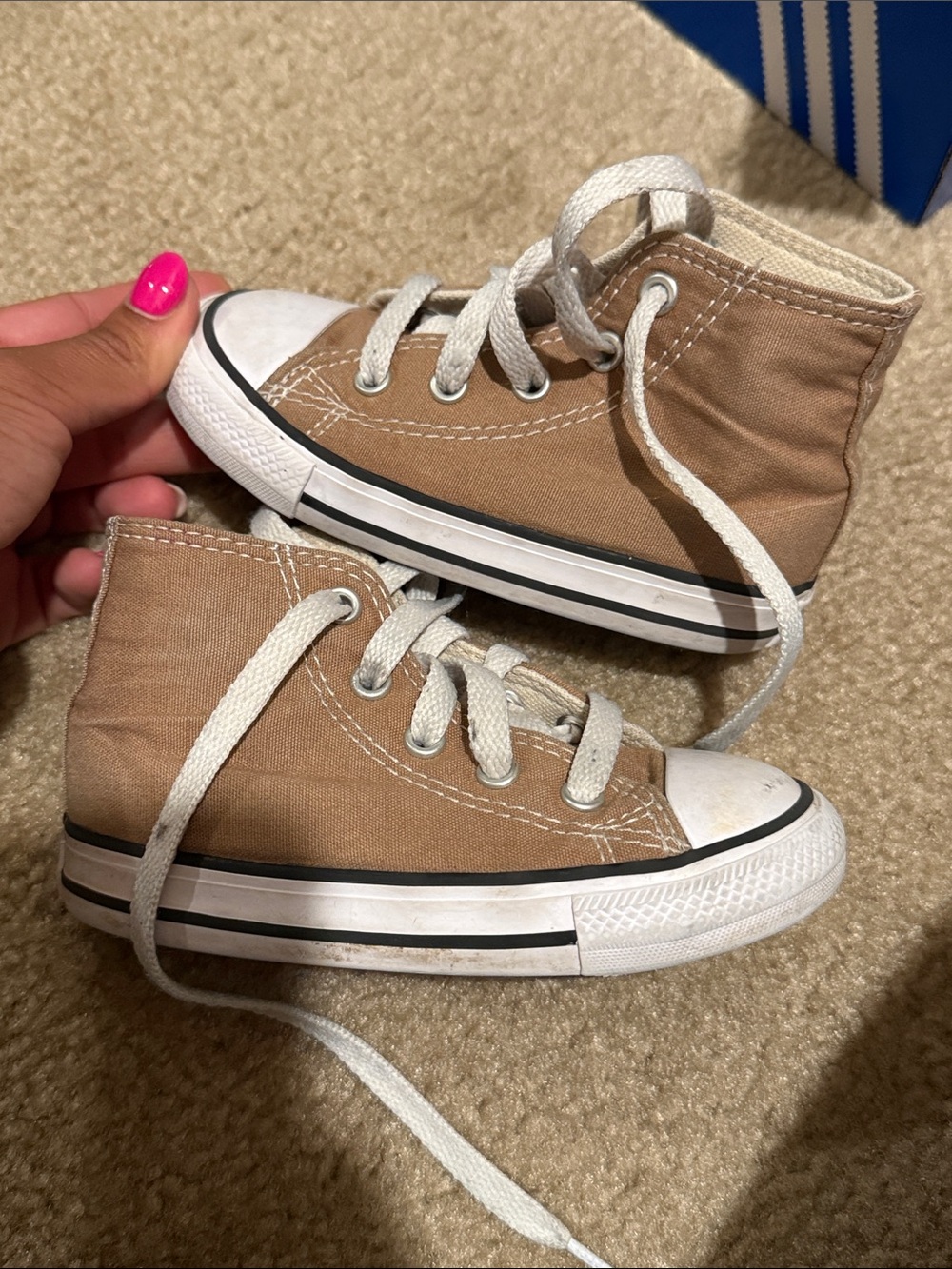Converse Kids High Top Sneakers in Tan and White